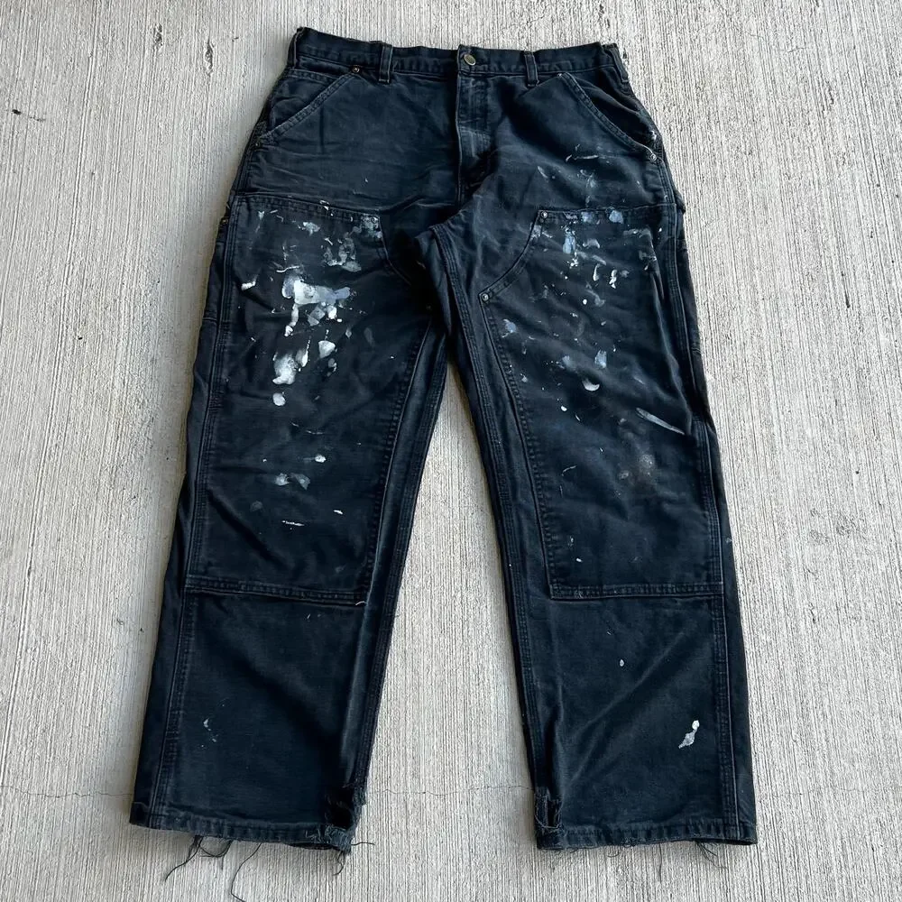 Carhartt faded black double knee work wear carpenter pants